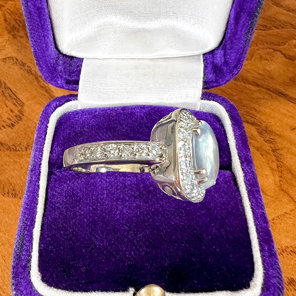 Estate Moonstone & Diamond Ring, 1.85ct. sold by Doyle and Doyle an antique and vintage jewelry boutique