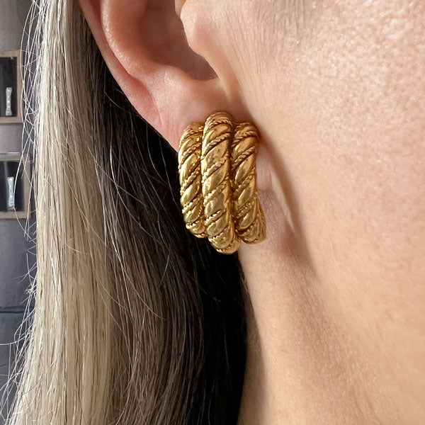 Vintage Twisted Wire Clip Earrings sold by Doyle and Doyle an antique and vintage jewelry boutique