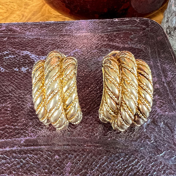 Vintage Twisted Wire Clip Earrings sold by Doyle and Doyle an antique and vintage jewelry boutique