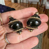 Vintage Seaman Schepps Onyx Shell Earrings sold by Doyle and Doyle an antique and vintage jewelry boutique