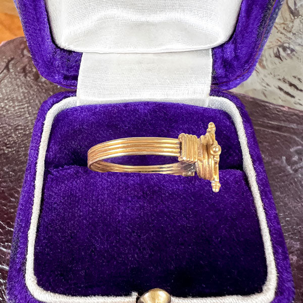 Antique Etruscan Revival Blue Enamel Ring, from Doyle & Doyle antique and vintage jewelry boutique