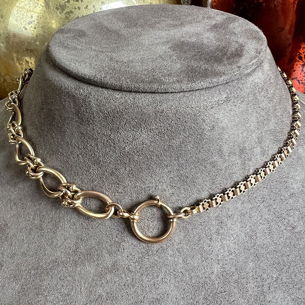 Antique Fancy Link Rose Gold Chain Necklace, from Doyle & Doyle antique and vintage jewelry boutique