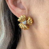 Vintage Gold Diamond Ribbon Earrings, from Doyle & Doyle antique and vintage jewelry boutique