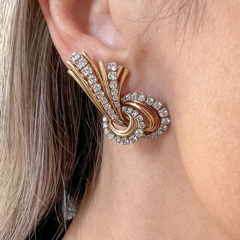 Vintage Diamond Ribbon Earrings