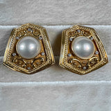 Vintage Mabe Pearl & Diamond Earrings sold by Doyle and Doyle an antique and vintage jewelry boutique