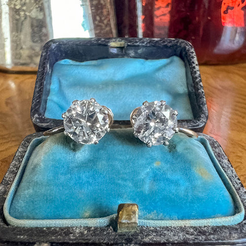 Antique Diamond Stud Earrings with Screwbacks, from Doyle & Doyle antique and vintage jewelry boutique