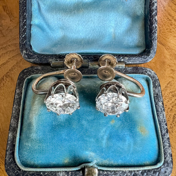 Antique Diamond Stud Earrings with Screwbacks, from Doyle & Doyle antique and vintage jewelry boutique