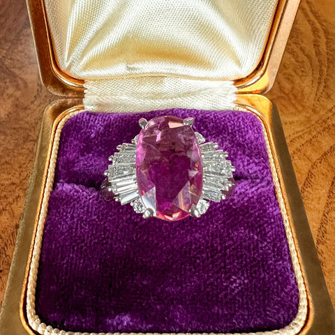 Vintage Pink Sapphire & Diamond Ring