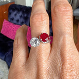 Vintage Toi et Moi Burma Ruby & Diamond Ring sold by Doyle and Doyle an antique and vintage jewelry boutique 