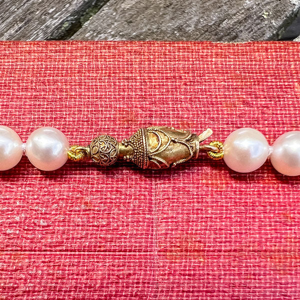 Vintage Pearl Single Strand Necklace sold by Doyle and Doyle an antique and vintage jewelry boutique