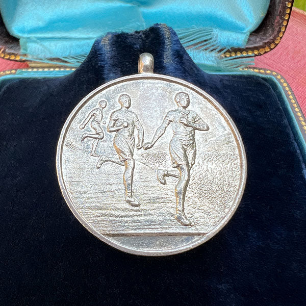 Vintage Art Deco Silver Track Medal, 1930 sold by Doyle and Doyle an antique and vintage jewelry boutique