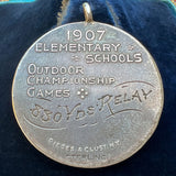 Antique Edwardian Silver PSAL Track Medal, 1907 sold by Doyle and Doyle an antique and vintage jewelry boutique