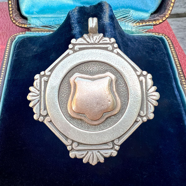 Antique Silver Fancy Medallion Fob, 1921 sold by Doyle and Doyle an antique and vintage jewelry boutique