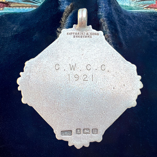 Antique Silver Fancy Medallion Fob, 1921 sold by Doyle and Doyle an antique and vintage jewelry boutique