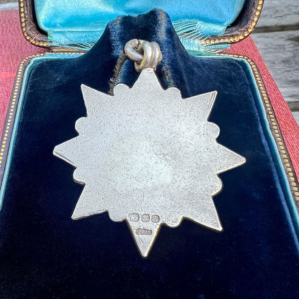 Antique Edwardian Silver Fancy Medallion Fob, 1909 sold by Doyle and Doyle an antique and vintage jewelry boutique