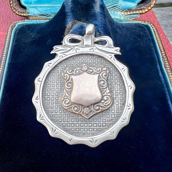 Antique Silver Fancy Medallion Fob, 1919-20 sold by Doyle and Doyle an antique and vintage jewelry boutique