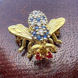 Vintage Sapphire & Diamond Bee Pin/ Pendant, from Doyle & Doyle antique and vintage jewelry boutique
