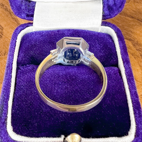 Vintage Sapphire &amp; Diamond Ring, Emerald cut 1.90ct. sold by Doyle and Doyle an antique and vintage jewelry boutique