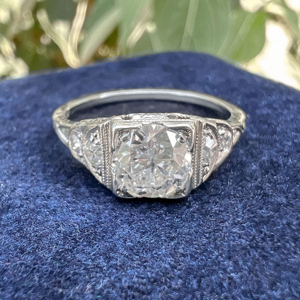 Vintage Diamond Engagement Ring, Old Euro 0.88ct sold by Doyle and Doyle an antique and vintage jewelry boutique