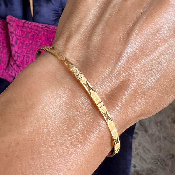 Vintage Patterned Gold Bangle, from Doyle & Doyle vintage and antique jewelry boutique