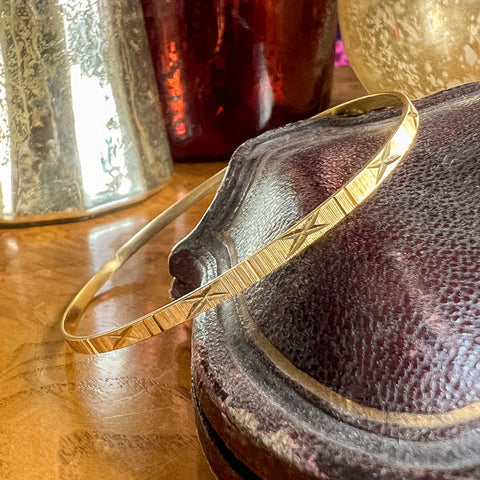 Vintage Patterned Gold Bangle, from Doyle & Doyle vintage and antique jewelry boutique