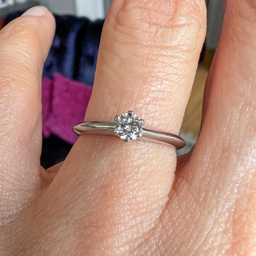 Vintage Tiffany & Co. Engagement Ring, RBC 0.18ct. sold by Doyle and Doyle an antique and vintage jewelry boutique