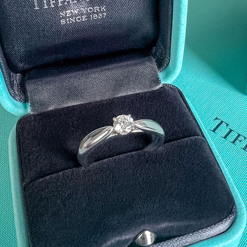 Vintage Tiffany & Co. Engagement Ring, RBC 0.21ct. sold by Doyle and Doyle an antique and vintage jewelry boutique