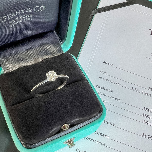 Vintage Tiffany & Co. Engagement Ring, RBC 0.23ct. sold by Doyle and Doyle an antique and vintage jewelry boutique