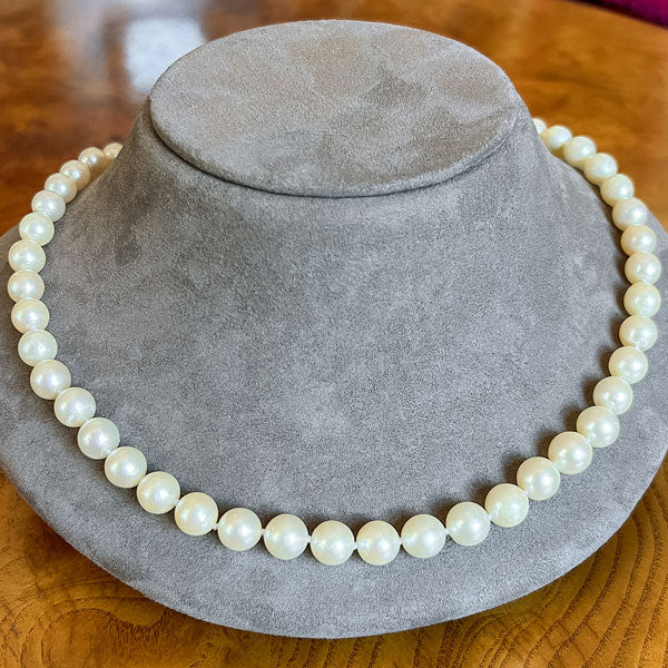 Antique Pearl Necklace with Opal & Diamond Clasp, from Doyle & Doyle antique and vintage jewelry boutique