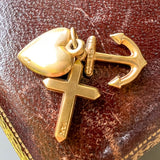 Vintage Gold Hope, Faith & Charity Charm Pendant, from Doyle & Doyle antique and vintage jewelry boutique