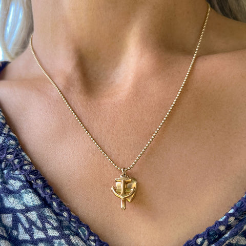 Vintage Gold Hope, Faith & Charity Charm Pendant, from Doyle & Doyle antique and vintage jewelry boutique
