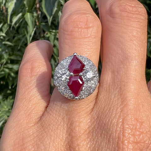 Vintage Burmese Ruby & Diamond Ring sold by Doyle and Doyle an antique and vintage jewelry boutique  