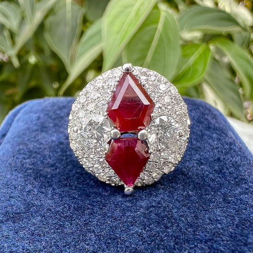 Vintage Burmese Ruby & Diamond Ring sold by Doyle and Doyle an antique and vintage jewelry boutique  