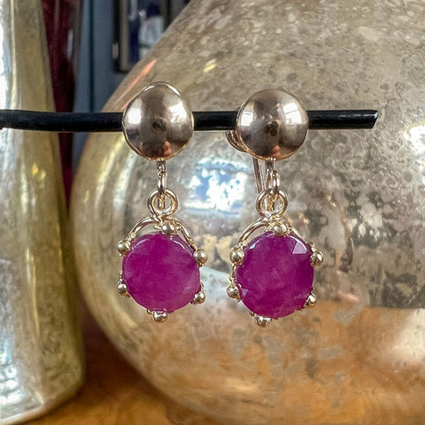 Vintage Ruby Drop Earrings sold by Doyle and Doyle an antique and vintage jewelry boutique