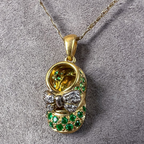 Vintage Baby Shoe Pendant sold by Doyle and Doyle an antique and vintage jewelry boutique