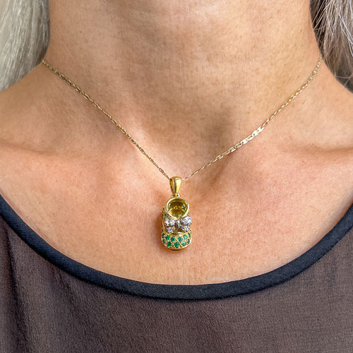 Vintage Baby Shoe Pendant sold by Doyle and Doyle an antique and vintage jewelry boutique