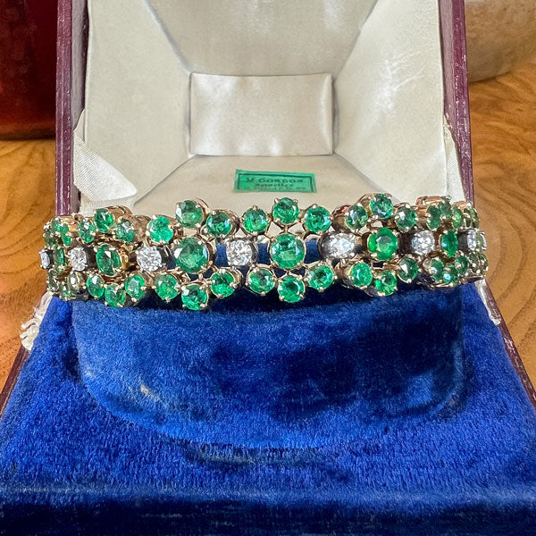 Vintage Emerald & Diamond Bracelet sold by Doyle and Doyle an antique and vintage jewelry boutique
