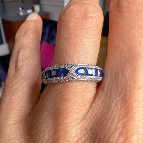 Vintage Sapphire & Diamond Eternity Band Ring