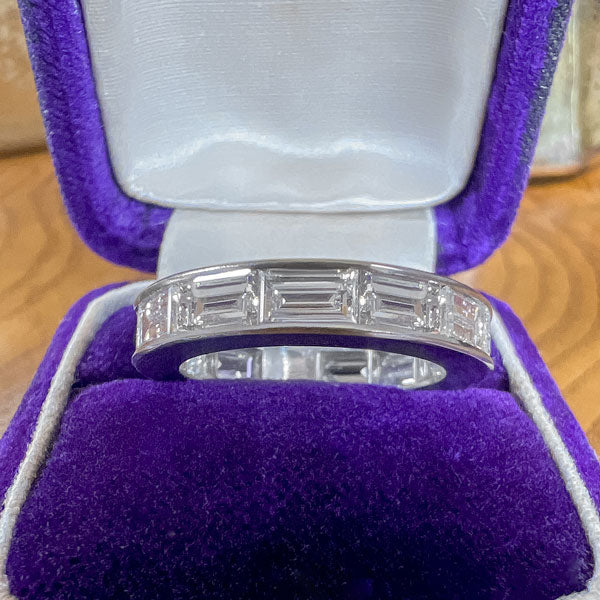 Vintage Channel Set Baguette Cut Diamond Eternity Wedding Band Ring sold by Doyle and Doyle an antique and vintage jewelry boutique