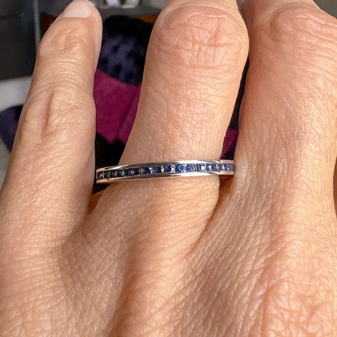 Vintage Sapphire Eternity Band sold by Doyle and Doyle an antique and vintage jewelry boutique
