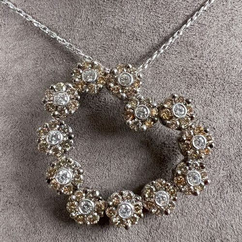 Vintage Brown & White Diamond Heart Pendant, from Doyle & Doyle antique and vintage jewelry boutique