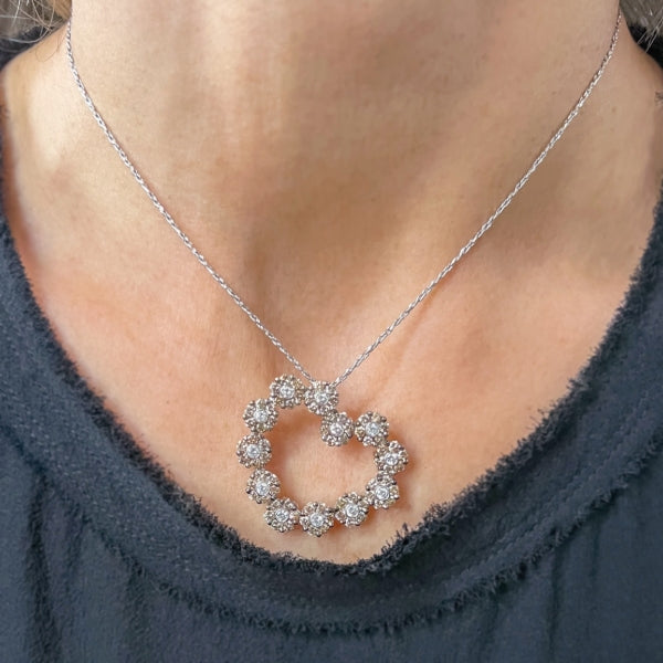 Vintage Brown & White Diamond Heart Pendant, from Doyle & Doyle antique and vintage jewelry boutique