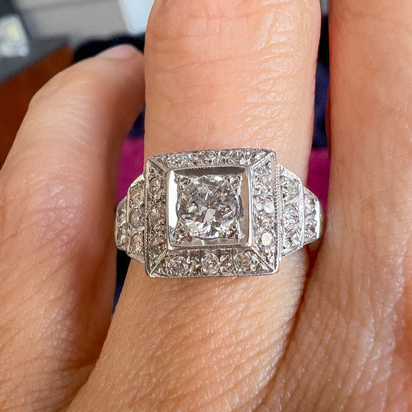 Art Deco Diamond Engagement Ring, Old Euro 0.25ct sold by Doyle and Doyle an antique and vintage jewelry boutique