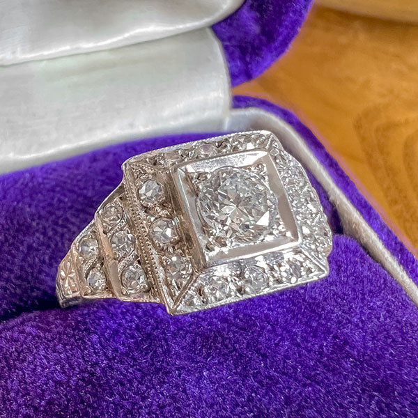 Art Deco Diamond Engagement Ring, Old Euro 0.25ct sold by Doyle and Doyle an antique and vintage jewelry boutique