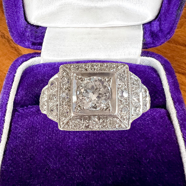 Art Deco Diamond Engagement Ring, Old Euro 0.25ct sold by Doyle and Doyle an antique and vintage jewelry boutique