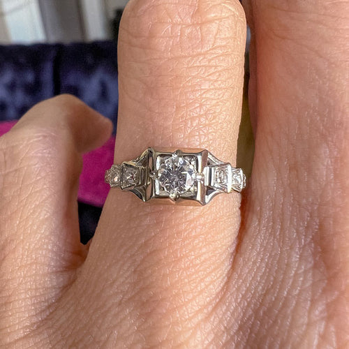 Vintage Diamond Engagement Ring, RBC 0.15ct, 12-15-32 sold by Doyle and Doyle an antique and vintage jewelry boutique