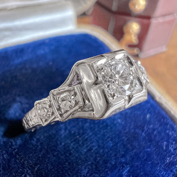 Vintage Diamond Engagement Ring, RBC 0.15ct, 12-15-32 sold by Doyle and Doyle an antique and vintage jewelry boutique