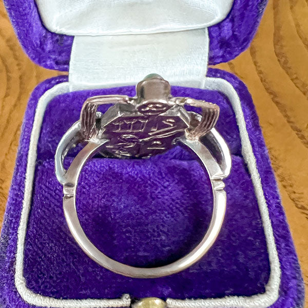 Sarab Rang Antique Emerald, Sapphire & Diamond Scarab Ring