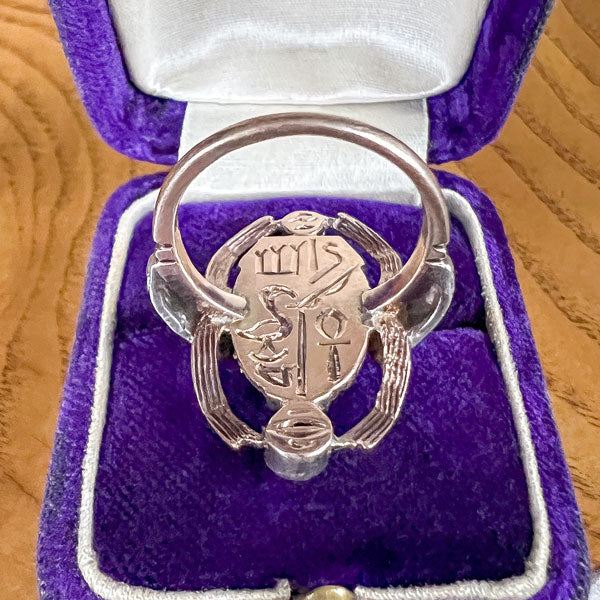 Antique Emerald, Sapphire & Rose cut Diamond Scarab Ring, from Doyle & Doyle antique and vintage jewelry boutique