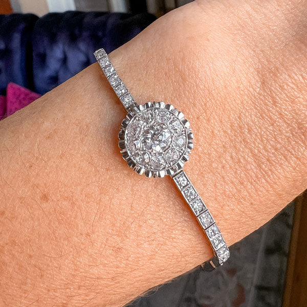 Art Deco Old European Cut Diamond Bracelet sold by Doyle and Doyle an antique and vintage jewelry boutique